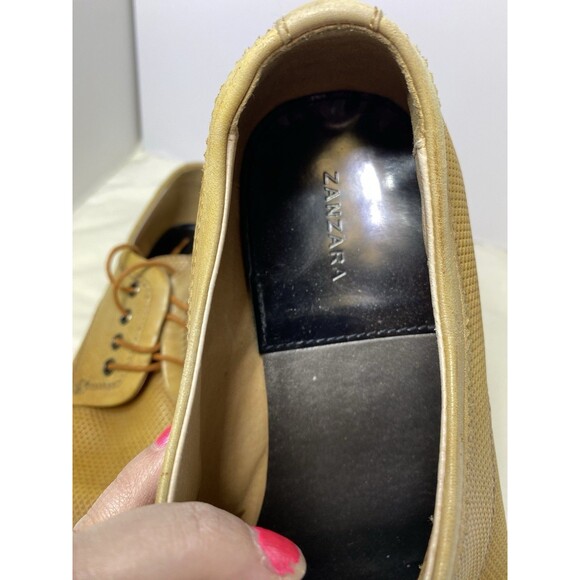 Men's Zanzara Size 11 Oxford Style Leather Shoes Tan - Picture 7 of 8